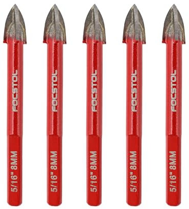 FOCSTOL Juego Brocas Seco - 5 piezas 8mm Juego Brocas Carburo con Mango Triangular para Madera Plástico Albañilería Cerámica Hormigón Mármol