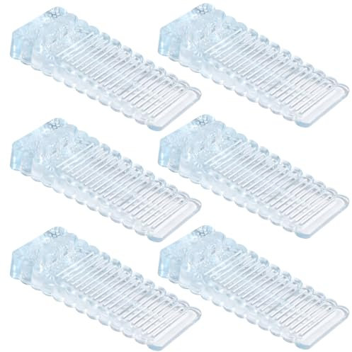 Vinabo Arrêts de Portes 6 Pièces en PVC, Cale Porte Sol Réglable en Hauteur et Empilable, Bloque Porte Transparent pour Portes et Sols