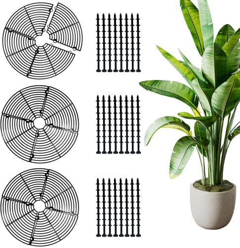 KLYNGTSK 3 Pezzi Griglia di Protezione per Vasi per Fiori 30CM Griglia Plastica per Vasi di Piante per Anti-gatto Protegge del Suolo da Animali e Bambini Copertura del Terreno per Vasi di Fiori (Nero)