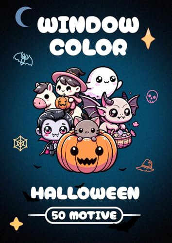 Window Color Vorlagen Halloween: A4 Vorlagenbuch für kreative Kinder ab 5 Jahren: 50 schaurig-schöne und spannende Halloween-Motive. Wie Hexen, Geister, Vampire, Kürbisse, uvm.