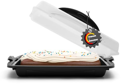 BigDean Kuchen Transportbox Rechteckig mit 2 Tragegriffen ideal für Blechkuchen – Muffin Transportbox Made in Germany