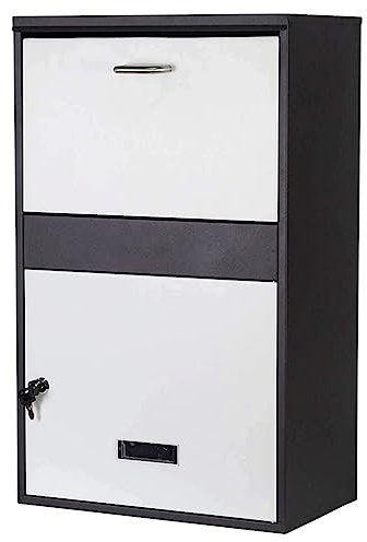 ODDAZ Buzón de Pared Correo,Buzón de Correo de Gran tamaño, buzón de Metal Resistente al Agua y al óxido, buzón Independiente/montado en la Pared con Cerradura, buzón para Paquetes, buzón (Gris)