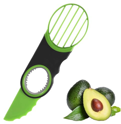 Hsyadazi Trancheuse d'avocat – Aide de cuisine pour couper, éplucher et éplucher – Comprend un couteau de sécurité en acier inoxydable – pour avocats et fruits à pâte molle (vert)