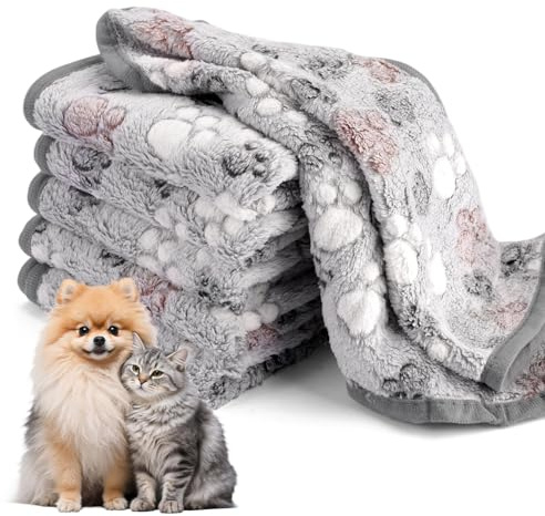 6 Pezzi Morbido Coperte Pile Cani, 60 x 40 cm Caldo Coperta per Cani Grigio Coperta Impermeabile Cane Copertina Cane Piccola Taglia per Canes di Piccola e Media Taglia, Gatti e Piccoli Animali Caldo