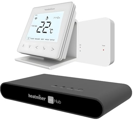 LavaTap – Heatmiser Neo Air V3 Smart Wireless Thermostat Heating Control Bundle with RF Switch V2, Neo Hub Gen 2 and Desk Stand – Multi Zone Programmable Thermostat Kit