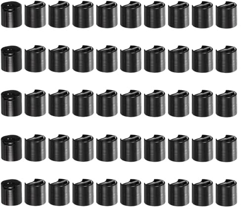 sourcing map 50 tappi superiori a disco in plastica PP, 28/410, tappi di ricambio durevoli, per bottiglie da spremere, bottiglie ricaricabili, plastica, vuoti, shampoo, nero
