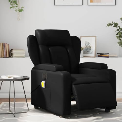 Mimdixy Fauteuil inclinable de massage, fauteuil de cinéma, fauteuil de massage électrique en cuir synthétique, noir, pour salon et chambre à coucher, installation rapide