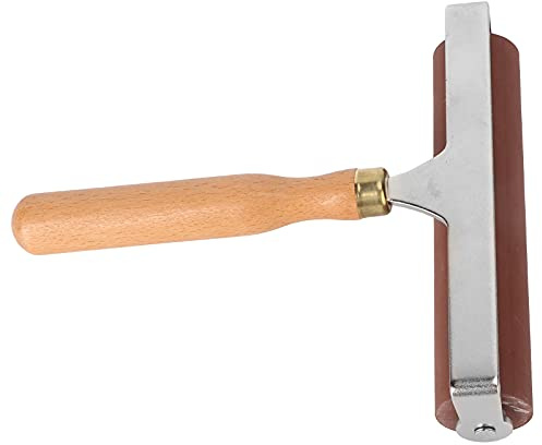SIXRUN Rullo Artigianale in Gomma Brayer con Manico in Legno Composito 15 Cm 10 Cm 5 Rullo per Inchiostrazione Liscio per Incisioni per Timbratura Scrapbooking Carta Artigianato Artisti (Gomma +