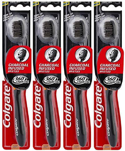 4X Colgate 360° Charcoal Infused Bristles Toothbrush - Medium