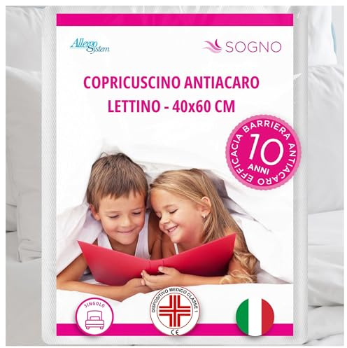 Allergosystem Federa Copricuscino Antiacaro per Culla/Lettino 40x60cm - Dispositivo Medico Antiacaro e Anallergico MADE IN ITALY - Linea Sogno