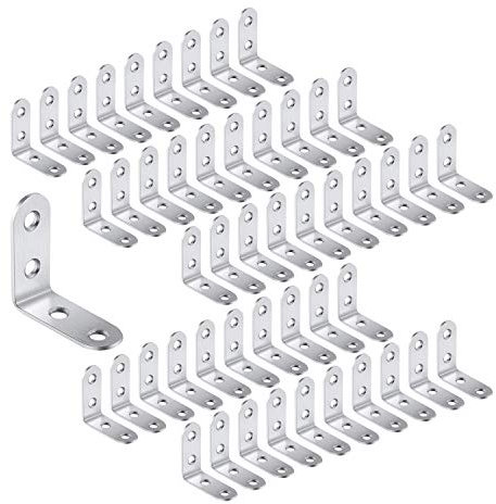 LIKERAINY 90 Grad Winkelverbinder Winkel Klammern 40x40x16mm L Form Ecke Klammer Edelstahl Möbelverbinder Winkel Verschluss Stuhl Regal-Stützverbinder 50 Stück