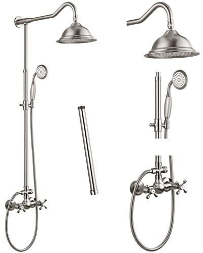 Aolemi Vintage Duscharmatur-Set ohne Wannenauslauf gebürsteter nickel