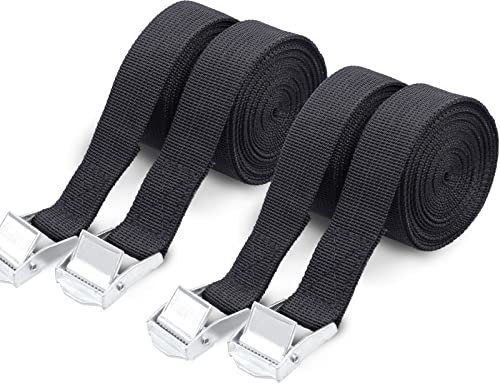 Spanngurte - SOOKIN 4 Stück Zurrgurte, Spanngurte mit Klemmschloss, Schwarz Befestigungsriemen Befestigungsgurt - für Gepäck bewegender Campingwagen Fahrrad (2.5 cm*3 Meter)