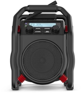 PerfectPro Baustellenradio UBOX400R, DAB+ und UKW-Empfang, Bluetooth, MP3, Radio mit AUX-Eingang, Stoßfest, Wiederaufladbar, Netzstrom und Akku, IP64, UB400R2