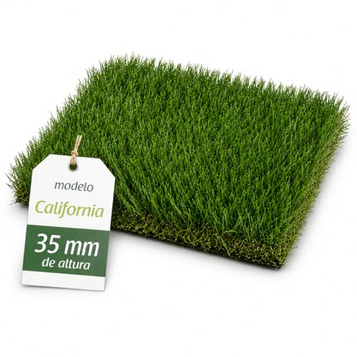 Flonatur, Césped Artificial Premium 35mm, Rollo 2x10m Modelo California,18.900 Puntadas, 6.700Dtex Máximo Realismo, Alta Densidad, Ideal para Exteriores, Piscinas, Terrazas y Jardín
