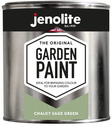 JENOLITE Garden Paint Chalky Sage Green - Ideal for Garden Furniture & Ornaments - use on wood, metal, plastic, stone, ceramic - 1 Litre (7494C)
