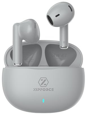 ZIPFORCE True Wireless Earbuds, Auriculares intrauditivos Bluetooth 5.3 4 micrófonos ENC Clear Call, Auriculares Bluetooth Control táctil 40 Tiempo de reproducción, IPX6 Impermeable TWS