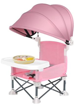 Baby Folding Dining Chair Portable High Chair for Babies Multifunctional Child Little Seat Dining Travel Compact Booster Seat Portable Travel High Chair with Removable Tray and Sunshade