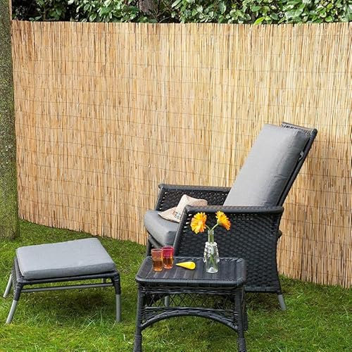 Abaseen Natural Split Reed Fence Hand-Woven Reed Screening for Garden Natural Window Roller Blind Outdoor Bamboo Shades for Garden Patio Gallery Balcony Decorative Fences (1.2m x 3m)