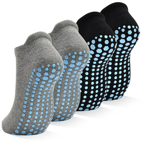 HYCLES Calzini da yoga da donna tipo sneaker calzini antiscivolo 4 paia Pilates calzini antiscivolo calzini antisdrucciolo per trampolino casa fitness ospedale 35-42, 35-38