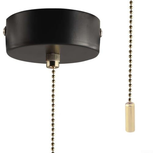 Practical Pull Cord Light Switch with 150cm Chain Replacement for Traditional Power Cables (Black)