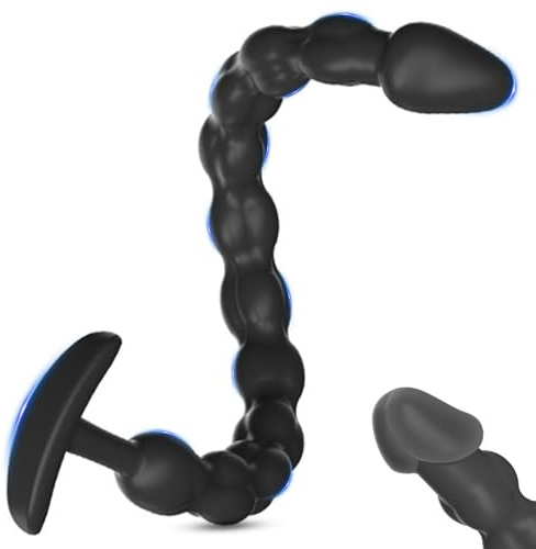 BDSMAGE Perles Anales Extra Longues en Silicone, Dilatateur Anal avec Base de Sécurité, Entraîneur Anal Masturbateur Jouets Sexuels Anaux pour Hommes et Femmes (M)