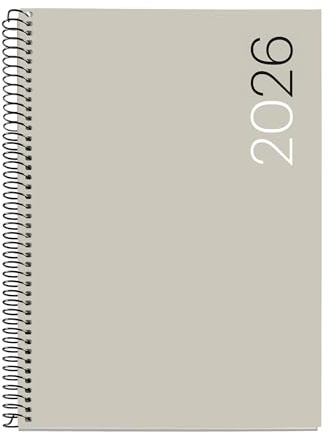 Miquelrius - Agenda 2026 semana vista, Similar A5+ (155 x 213 mm), Cubierta flexible polipropileno, Espiral, Papel 80 g/m², Planificador semanal, Español-EN-PT, Color negro