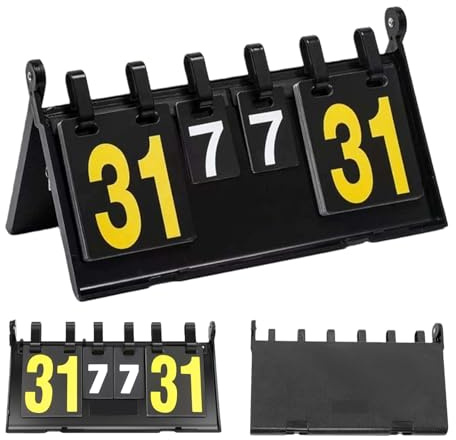 WIYETY Tableau d'affichage de sport portable à 4 chiffres - En ABS jaune et blanc - Tableau de score portable - Compteur de points pour football, basket-ball, badminton, tennis de table