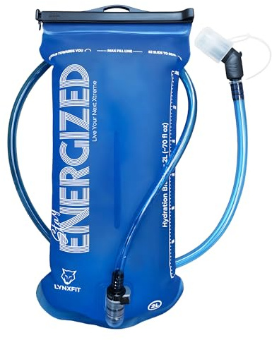 LYNXFIT Hydration Bladder 2L with Magnetic Tube Clip – BPA-Free, Odorless Water Bladder with Food-Grade TPU & Premium TPU Tube, Leakproof Hydration Pack Reservoir for Hiking, Running, Cycling, Camping