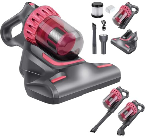 Lucn Cordless Mattress Vacuum Cleaner Bed Anti-Dust Mite Dust Vacuum Cleaner UV Light Handheld Wireless Mite Remover for Bedding Sofa Mattress