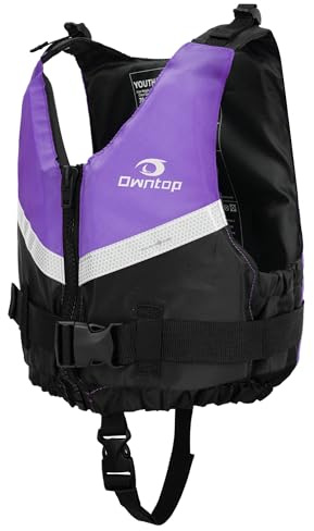 Owntop Swim Vest Youth 75-125 lbs, Ultra Thin Swim Jacket Kids, Comfortable Crotch Strap Buckles Zipper, Swimming Training, Kayak, Boating, Watersports (Purple, XS/S)