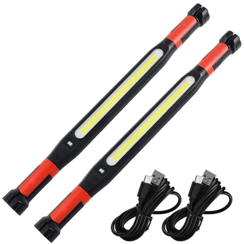 Luz de trabajo recargable magnética, barra de luz de trabajo debajo del capó de 2 piezas con 3 modos de iluminación para inspección de taller de garaje de reparación de automóviles mecánicos