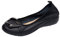 Jamron Femmes Cuir Véritable Chaussures de Confort Semelle Souple Ballerines Bas Talon Compensé Chaussons Noir SN020624 EU38.5