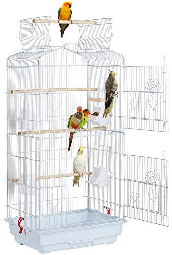 Yaheetech Budgie Cage 46 x 35 x 104.5 cm with Open Top White