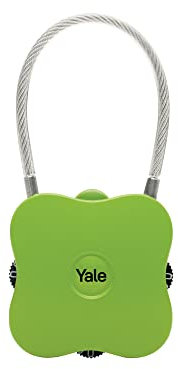 Yale Lucchetto da viaggio a combinazione YP4/41 41 mm verde: corpo in lega di zinco con cavo morbido lungo e codice a 3 cifre regolabile ideale per valigie zaini e borse