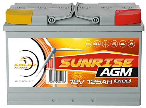 Versorgungsbatterie AGM 125Ah 12V Adler Solarbatterie Wohnmobil statt GEL 100Ah 105Ah