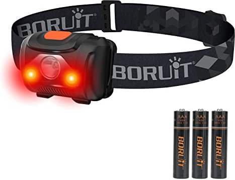 BORUIT LED Stirnlampe, Kopflampe Rotlicht AAA-Batterie superhelle 4-Modus-headlight für Kinder Erwachsene Camping Laufen Wandern Angeln