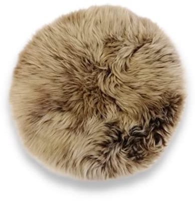 Leibersperger Felle Lammfell Sitzkissen rund Ø 40cm – Echtes Merino Lammfell – rutschfest – Gemütlich und wärmend – Optischer hingucker – Lange Haltbarkeit (Cappuccino)