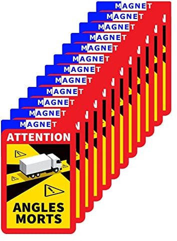 lepni.me Pack de 12 Autocollants Magnétiques Avertissement Attention Angles Morts Sticker pour Camion en France Décalcomanies Fortes Protection UV