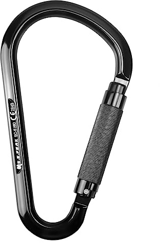 SEPEAK CE 22kN Large Alumn Auto Twist Locking Ladder Hook Carabiner, Professional Heavy Duty Lightweight Clip for Outdoor Tower Climbing, Aerial Work, Rescue, Fall Protection D Ring, Huge Opening Gate