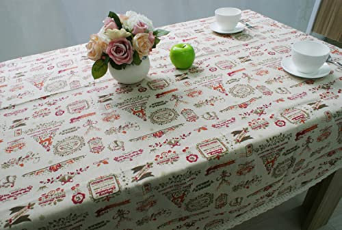 EHOMERY Tischdecke Zum Sticken Ostern Table Cloth Fabric Thema Weihnachten Tischdecke Couchtisch Rechteckig Children Table Cloth Rot Tischschutz Dekoration 140X200Cm