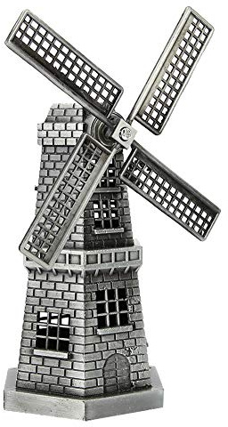 LetCart Modelo De Molino De Viento Holandés - Estilo Europeo Retro Vintage Holanda Molino De Viento Adornos Artesanía En Miniatura Oficina Hogar Decoración De Escritorio (Gris Pequeño)