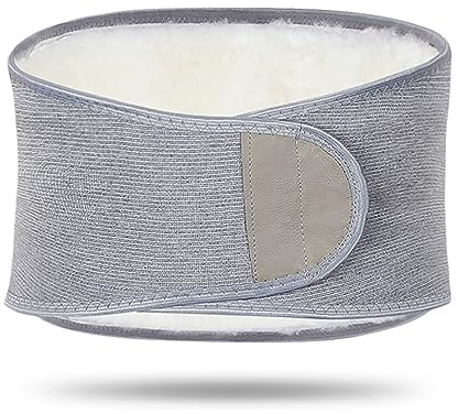 Offtrte Soporte de cintura engrosado en invierno de lana natural térmica, calentador de cintura, cinturón lumbar, cómodo y cálido protector abdominal para mujeres y hombres [1 pieza] (XL, gris)