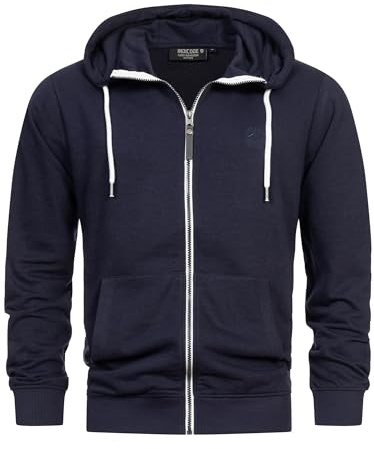 Indicode Herren INChristos Sweatjacke mit Kapuze und Reißverschluss | Hooded Jacket Kapuzenjacke für Männer Navy, XL