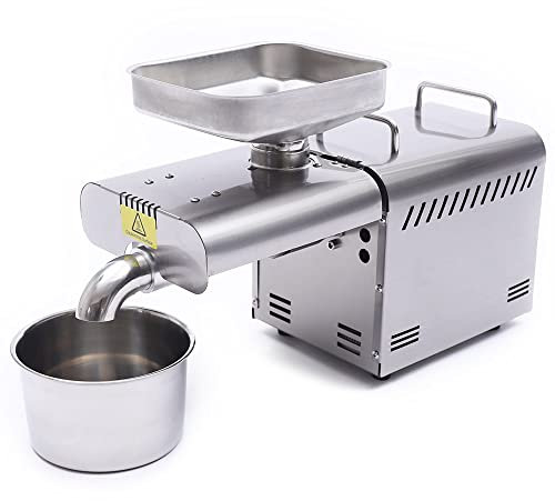 Macchina automatica per la pressatura dell'olio 7 kg/h | Macchina manuale Olio Expeller | Macchina per l'estrazione dell'olio caldo/freddo | Semi di lino Arachidi Sesamo, 50x30x18 cm