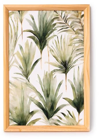 Trä inramad väggkonst | botanisk bladkonst | 3-pack eller enkel ram | A3 storlek 42 x 29 cm | Inget plexiglas | Neutral | eukalyptus (furu träram, enkel A3-ram, palmblad)