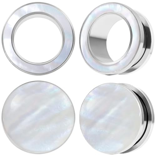 DOEARKO Dilatatore Orecchio Flesh Tunnel in Acciaio Inossidabile Double Flared Tunnel Ear Tunnel Expanders Stretchers Piercing Barretta Tunnel per Uomini e Donne,6mm a 25 mm (Plata, 19MM)