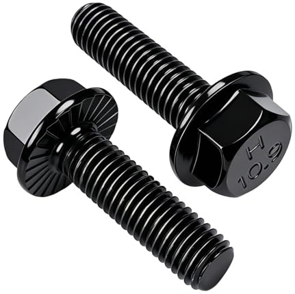 20pcs Brida Tornillos De Cabeza Hexagonal, 10.9 Negro Tornillos De Aleación De Acabado Negro, Hexagonal Brida De Cabeza M8 * 50