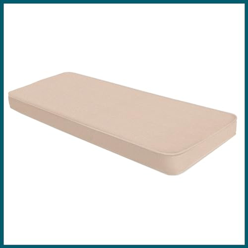 Removable Reversible Indoor Outdoor Seat Cushions for Patio Furniture | Zipper Closure Beige Tan Color Durable Plush All Seasons | Dining Ottoman Stool Stain Water Proof Bench Cushion 72 X 14 X 2
