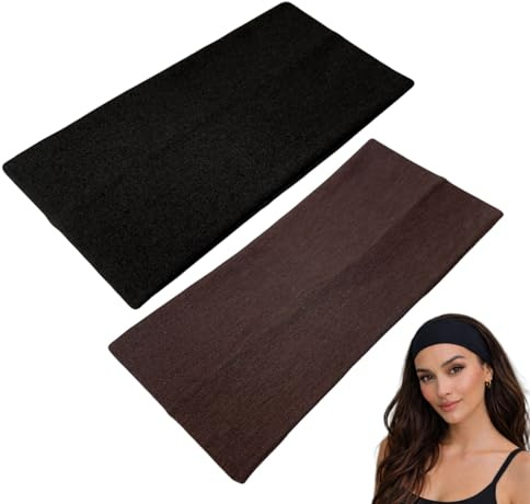 WESTEND CHOICE Extra Wide Headbands 11cm Plain Stretchy Kylie Head Band 2 Pack Unisex Bandeau Headbands for Women & Men Soft Hairbands Yoga Bandana Headband (Mixed set 2)